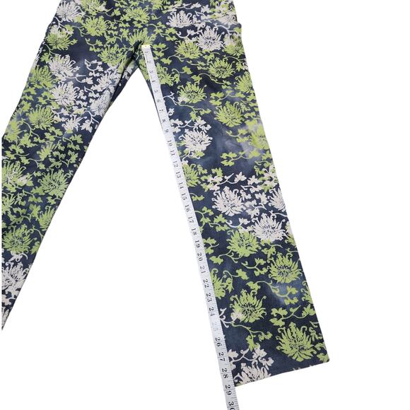 St John Sport By Marie Gray Pants Blue and Green Floral Pattern Size 4 - Picture 7 of 8